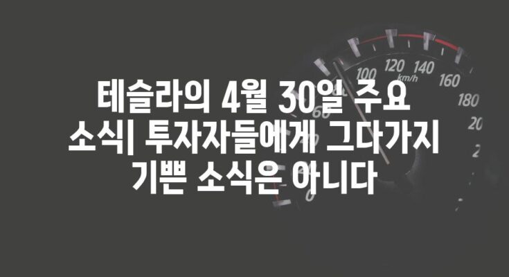 테슬라의 4월 30일 주요 소식| 투자자들에게 그다가지 기쁜 소식은 아니다