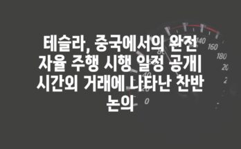 테슬라, 중국에서의 완전 자율 주행 시행 일정 공개| 시간외 거래에 나타난 찬반 논의