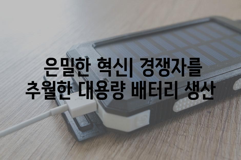  은밀한 혁신| 경쟁자를 추월한 대용량 배터리 생산