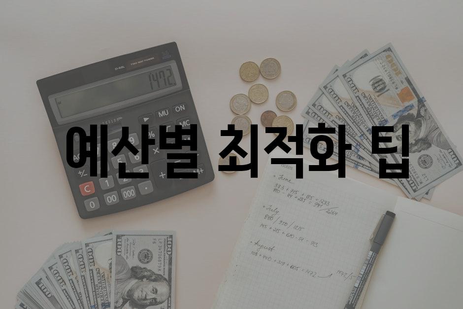  예산별 최적화 팁