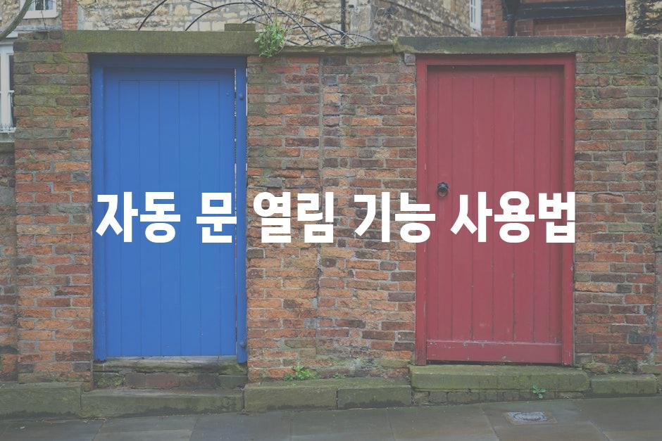  자동 문 열림 기능 사용법