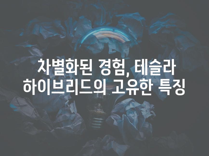 차별화된 경험, 테슬라 하이브리드의 고유한 특징