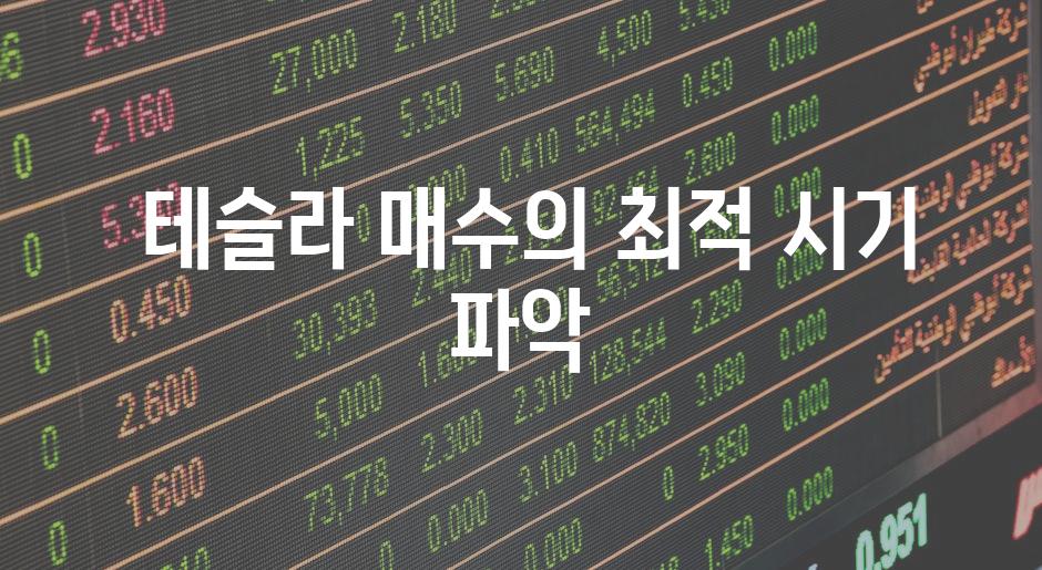  테슬라 매수의 최적 시기 파악