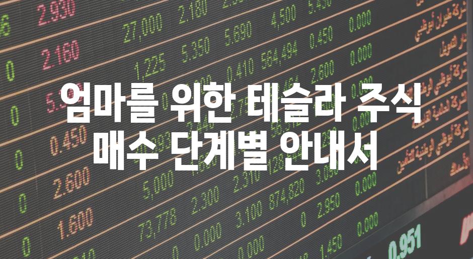  엄마를 위한 테슬라 주식 매수 단계별 안내서