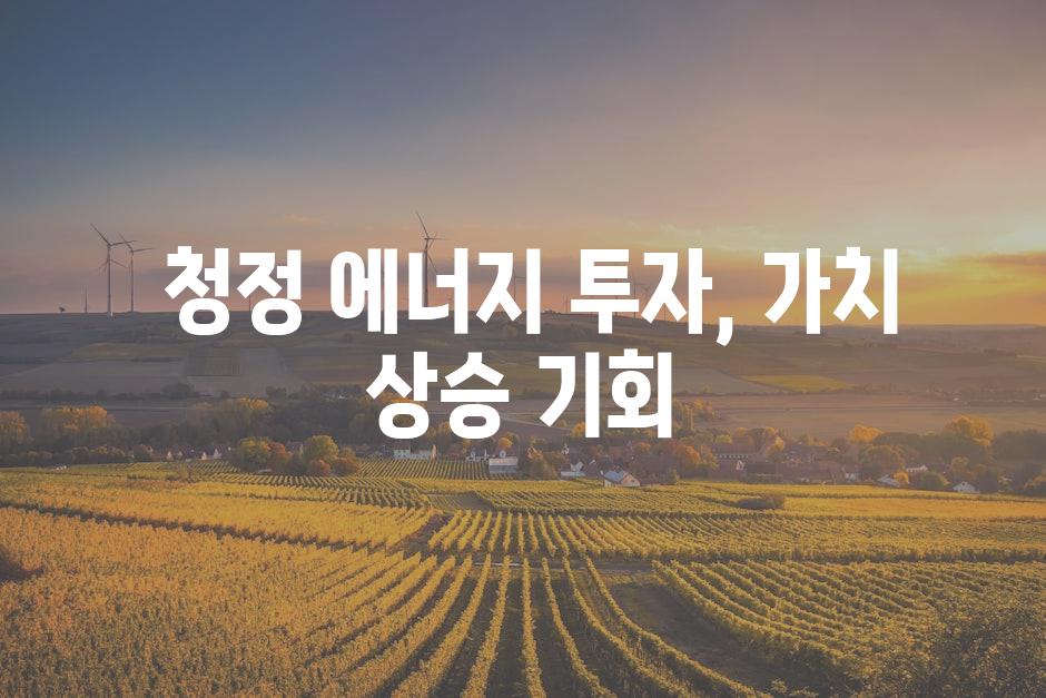  청정 에너지 투자, 가치 상승 기회