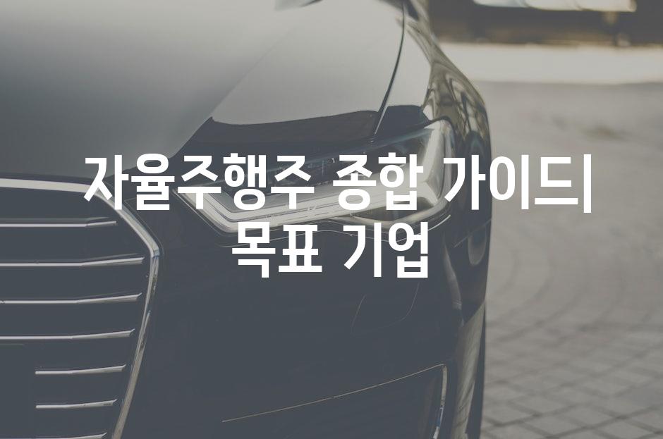  자율주행주 종합 가이드| 목표 기업