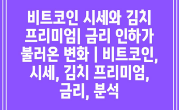 비트코인 시세와 김치 프리미엄| 금리 인하가 불러온 변화 | 비트코인, 시세, 김치 프리미엄, 금리, 분석