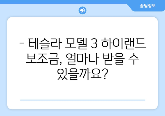 테슬라 모델 3 하이랜드 보조금 완벽 가이드 | 전기차 보조금, 구매 혜택, 신청 방법