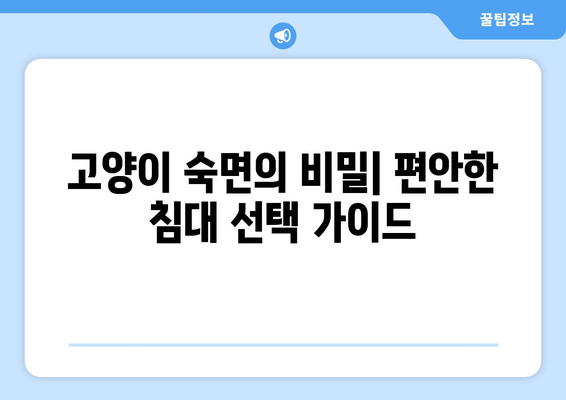 고양이 침대| 편안한 수면을 위한 완벽한 선택 가이드 | 고양이 침대 추천, 고양이 수면, 편안한 숙면