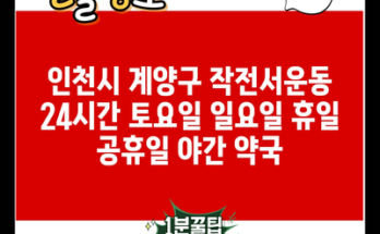 인천시 계양구 작전서운동 24시간 토요일 일요일 휴일 공휴일 야간 약국