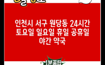 인천시 서구 원당동 24시간 토요일 일요일 휴일 공휴일 야간 약국