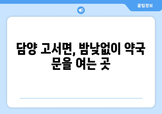 전라남도 담양군 고서면 24시간 토요일 일요일 휴일 공휴일 야간 약국