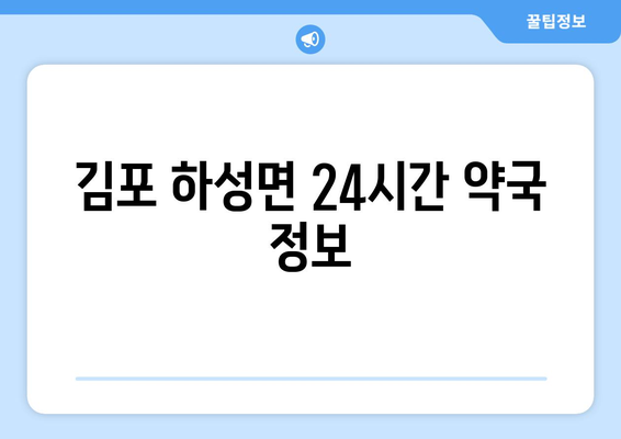 경기도 김포시 하성면 24시간 토요일 일요일 휴일 공휴일 야간 약국