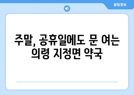 경상남도 의령군 지정면 24시간 토요일 일요일 휴일 공휴일 야간 약국