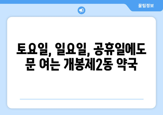 서울시 구로구 개봉제2동 24시간 토요일 일요일 휴일 공휴일 야간 약국