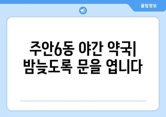 인천시 미추홀구 주안6동 24시간 토요일 일요일 휴일 공휴일 야간 약국