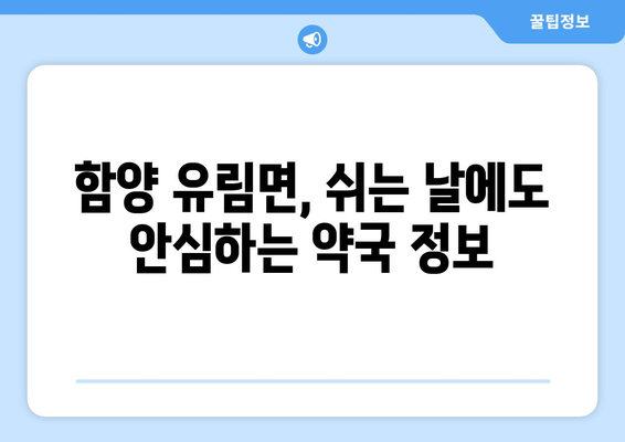 경상남도 함양군 유림면 24시간 토요일 일요일 휴일 공휴일 야간 약국