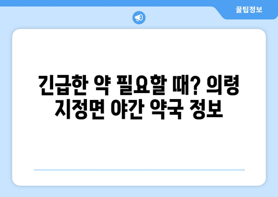 경상남도 의령군 지정면 24시간 토요일 일요일 휴일 공휴일 야간 약국