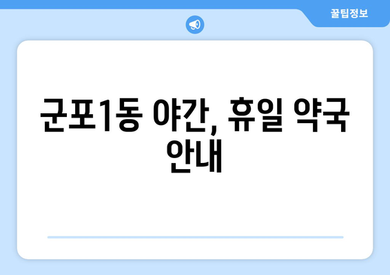 경기도 군포시 군포1동 24시간 토요일 일요일 휴일 공휴일 야간 약국