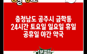 충청남도 공주시 금학동 24시간 토요일 일요일 휴일 공휴일 야간 약국