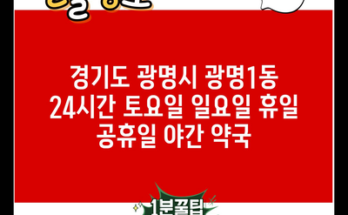 경기도 광명시 광명1동 24시간 토요일 일요일 휴일 공휴일 야간 약국