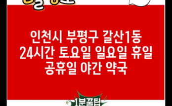 인천시 부평구 갈산1동 24시간 토요일 일요일 휴일 공휴일 야간 약국