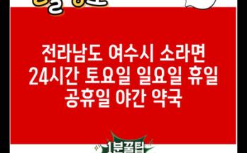 전라남도 여수시 소라면 24시간 토요일 일요일 휴일 공휴일 야간 약국