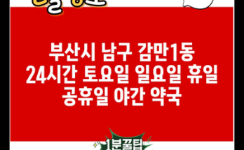 부산시 남구 감만1동 24시간 토요일 일요일 휴일 공휴일 야간 약국