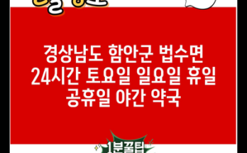 경상남도 함안군 법수면 24시간 토요일 일요일 휴일 공휴일 야간 약국