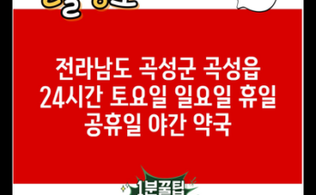 전라남도 곡성군 곡성읍 24시간 토요일 일요일 휴일 공휴일 야간 약국