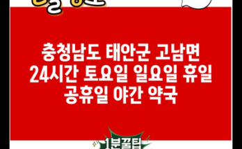 충청남도 태안군 고남면 24시간 토요일 일요일 휴일 공휴일 야간 약국