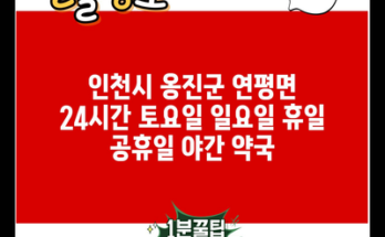 인천시 옹진군 연평면 24시간 토요일 일요일 휴일 공휴일 야간 약국