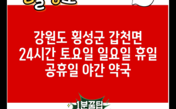 강원도 횡성군 갑천면 24시간 토요일 일요일 휴일 공휴일 야간 약국