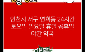 인천시 서구 연희동 24시간 토요일 일요일 휴일 공휴일 야간 약국