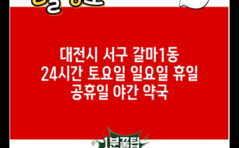 대전시 서구 갈마1동 24시간 토요일 일요일 휴일 공휴일 야간 약국