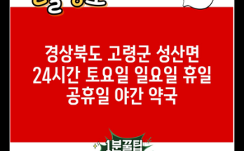 경상북도 고령군 성산면 24시간 토요일 일요일 휴일 공휴일 야간 약국