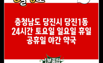 충청남도 당진시 당진1동 24시간 토요일 일요일 휴일 공휴일 야간 약국