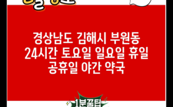 경상남도 김해시 부원동 24시간 토요일 일요일 휴일 공휴일 야간 약국