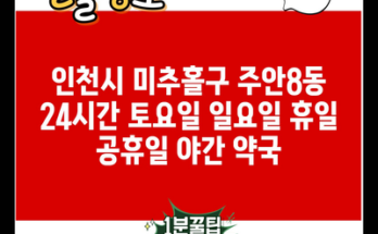 인천시 미추홀구 주안8동 24시간 토요일 일요일 휴일 공휴일 야간 약국