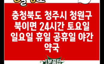 충청북도 청주시 청원구 북이면 24시간 토요일 일요일 휴일 공휴일 야간 약국