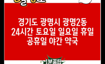 경기도 광명시 광명2동 24시간 토요일 일요일 휴일 공휴일 야간 약국