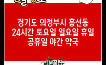 경기도 의정부시 흥선동 24시간 토요일 일요일 휴일 공휴일 야간 약국