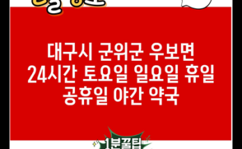 대구시 군위군 우보면 24시간 토요일 일요일 휴일 공휴일 야간 약국