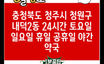 충청북도 청주시 청원구 내덕2동 24시간 토요일 일요일 휴일 공휴일 야간 약국