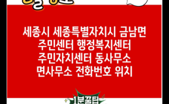 세종시 세종특별자치시 금남면 주민센터 행정복지센터 주민자치센터 동사무소 면사무소 전화번호 위치