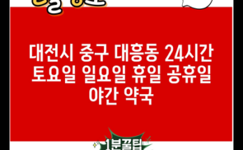 대전시 중구 대흥동 24시간 토요일 일요일 휴일 공휴일 야간 약국