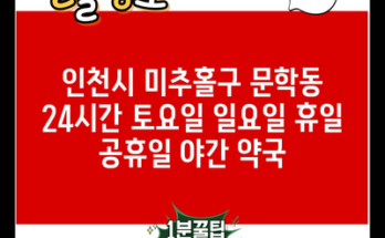 인천시 미추홀구 문학동 24시간 토요일 일요일 휴일 공휴일 야간 약국