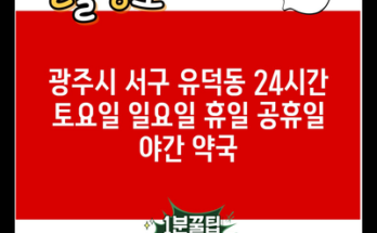 광주시 서구 유덕동 24시간 토요일 일요일 휴일 공휴일 야간 약국