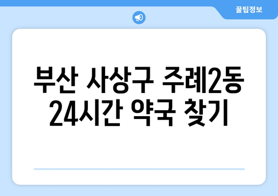 부산시 사상구 주례2동 24시간 토요일 일요일 휴일 공휴일 야간 약국