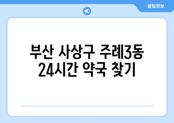 부산시 사상구 주례3동 24시간 토요일 일요일 휴일 공휴일 야간 약국